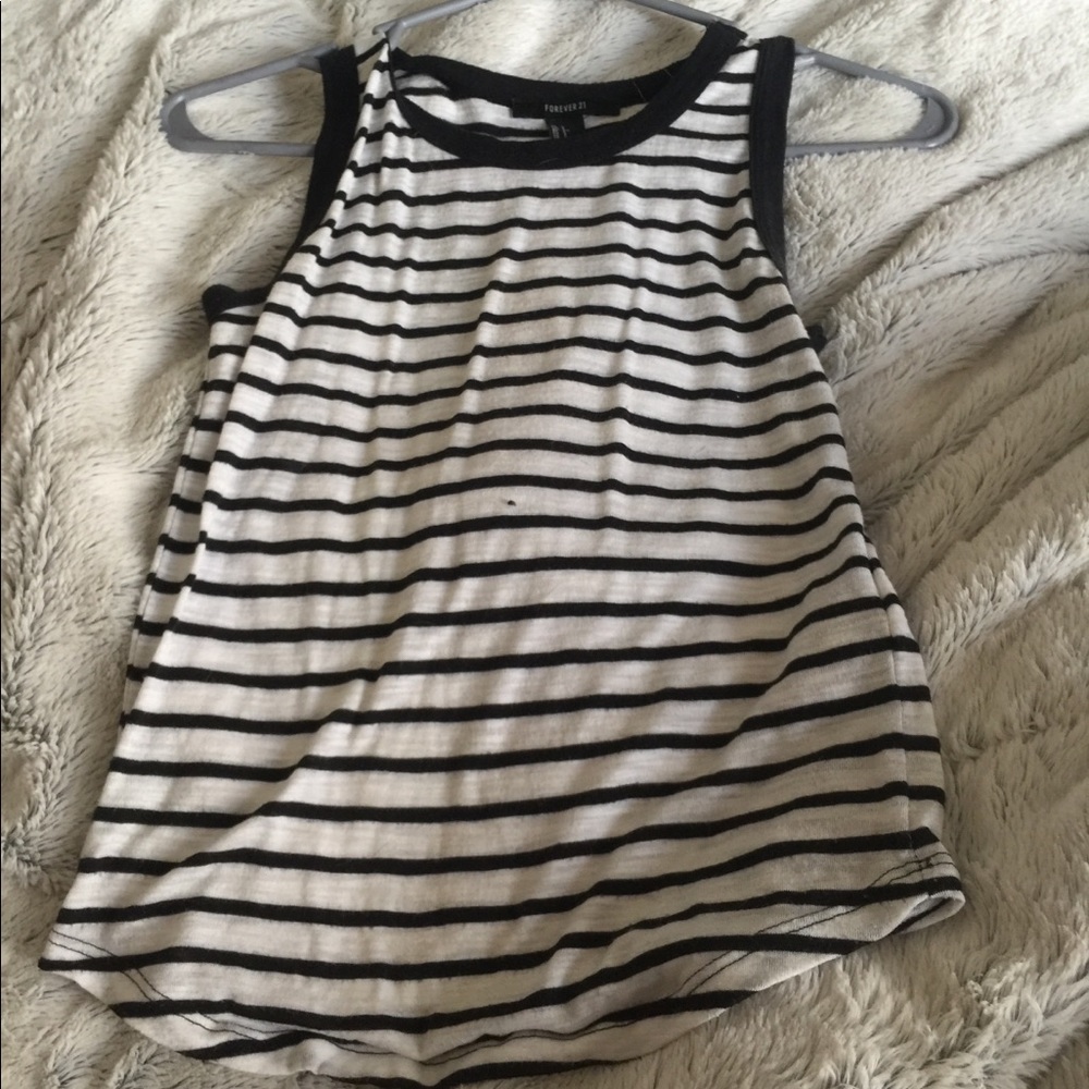 A striped black and white tank top ( Rue 21)